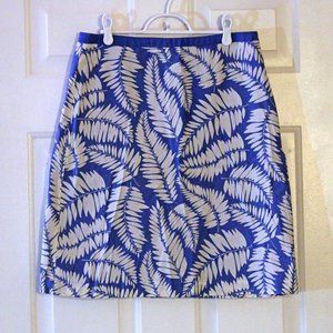 Boden Fern Patterned Blue and White Skirt